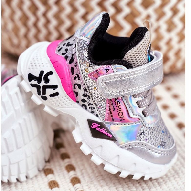 FRROCK Sportovní dětské boty se suchým zipem Buďte šťastní šedá 3