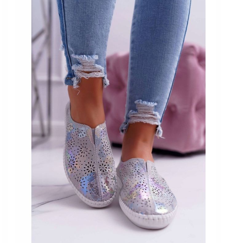 Jezzi Dámská šedá kožená tenisky Comfort Insert 2