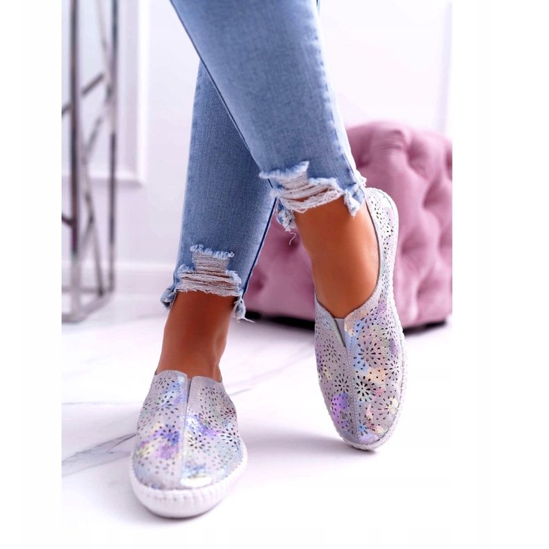 Jezzi Dámská šedá kožená tenisky Comfort Insert 4