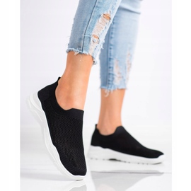 Ideal Shoes Nazouvací boty se síťovinou černý 1