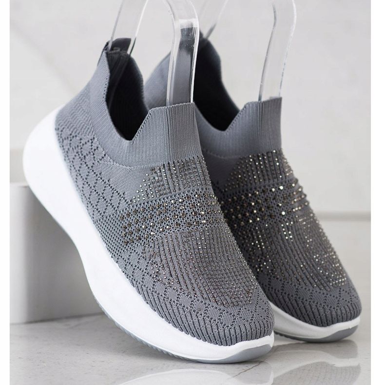 Renda Šedé tenisky s krystaly šedá 2