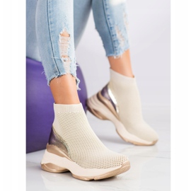 SHELOVET Vysoké textilní tenisky béžový 1