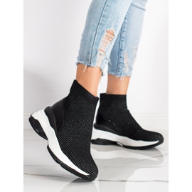 SHELOVET Vysoké textilní tenisky černá 1