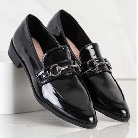 S. BARSKI Elegantní mokasíny ve špici černá 1