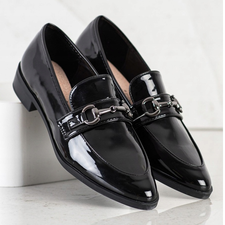 S. BARSKI Elegantní mokasíny ve špici černá 1