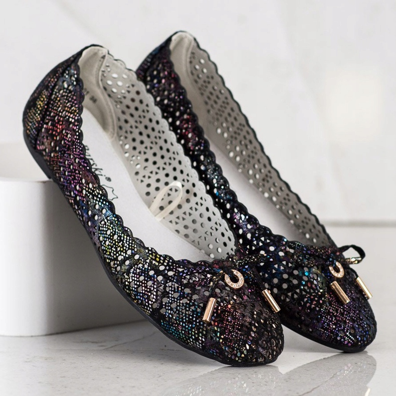 S. BARSKI Stylové prolamované balerínky vícebarevný 1