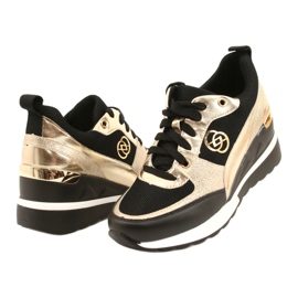 Evento Dámské tenisky na klínku 21PB35-4001 Black Gold Roxet černá zlatý 3