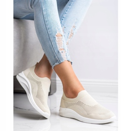 Ideal Shoes Béžové sportovní slipy hnědý 2