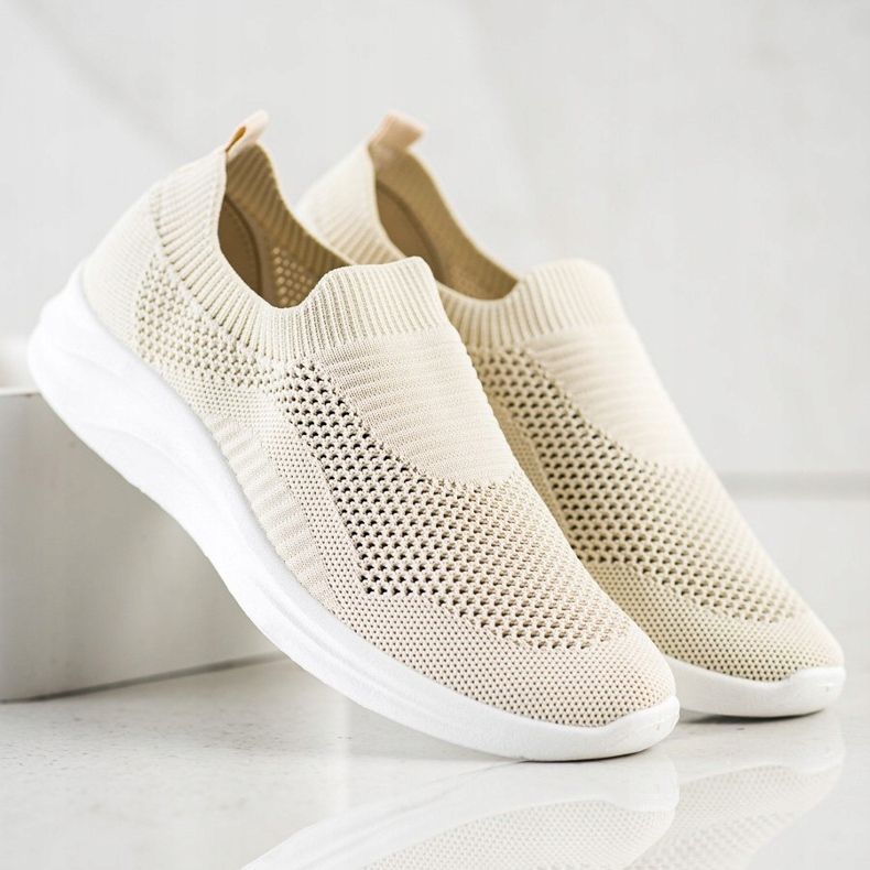 Ideal Shoes Béžové sportovní slipy hnědý 1