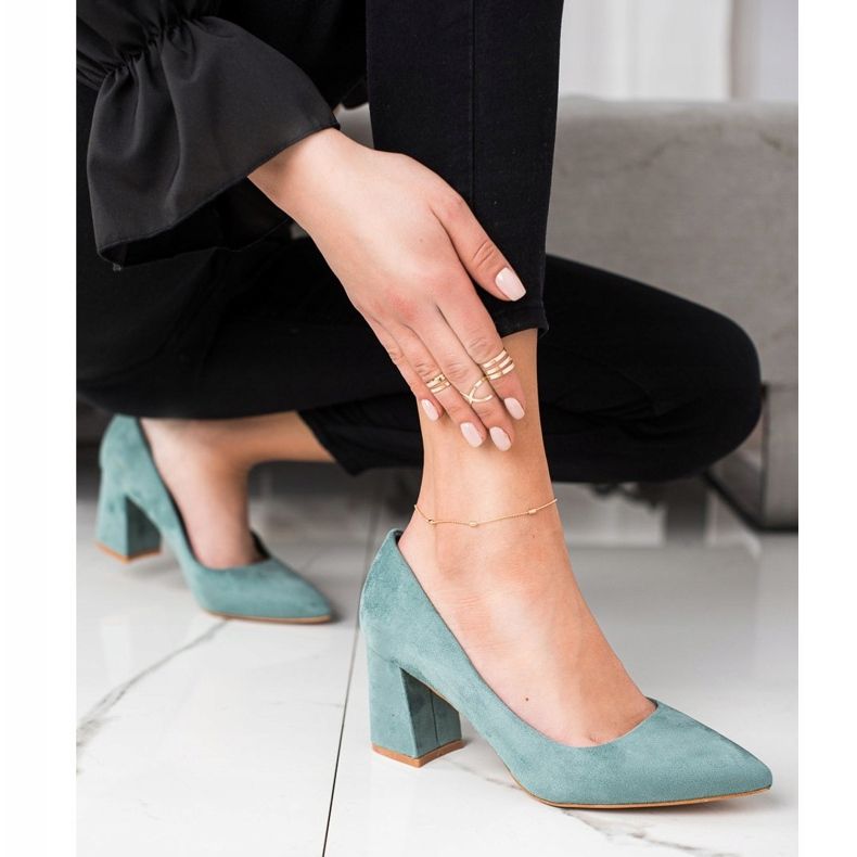 Klasické semišové lodičky VINCEZA zelená 2