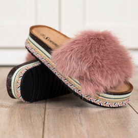 Seastar Módní pantofle na dekorativní platformě růžový 1