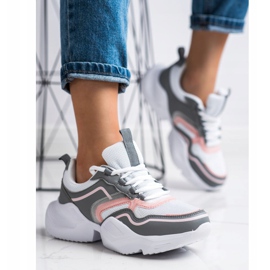 SHELOVET Lehké sportovní tenisky bílý růžový šedá 1