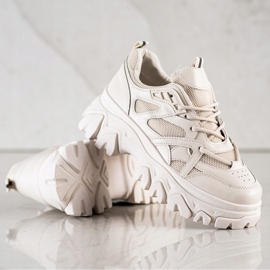 SHELOVET Béžové módní tenisky hnědý 1