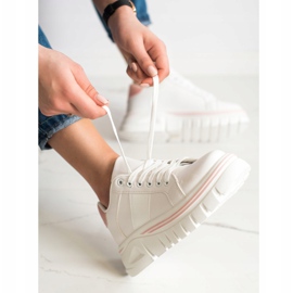 SHELOVET Bílé tenisky na platformě bílý 2