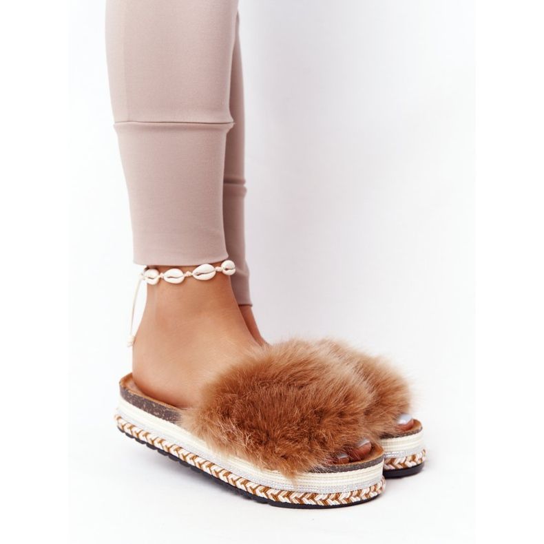 PS1 Pantofle na platformě Camel Adventure s kožešinou hnědý vícebarevný 2 PS1 Pantofle na platformě Camel Adventure s kožešinou hnědý vícebarevný 2