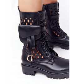 PS1 Prolamované černé boty s ledvinovou rockovou hvězdou černá 2