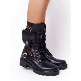 PS1 Prolamované černé boty s ledvinovou rockovou hvězdou černá 1