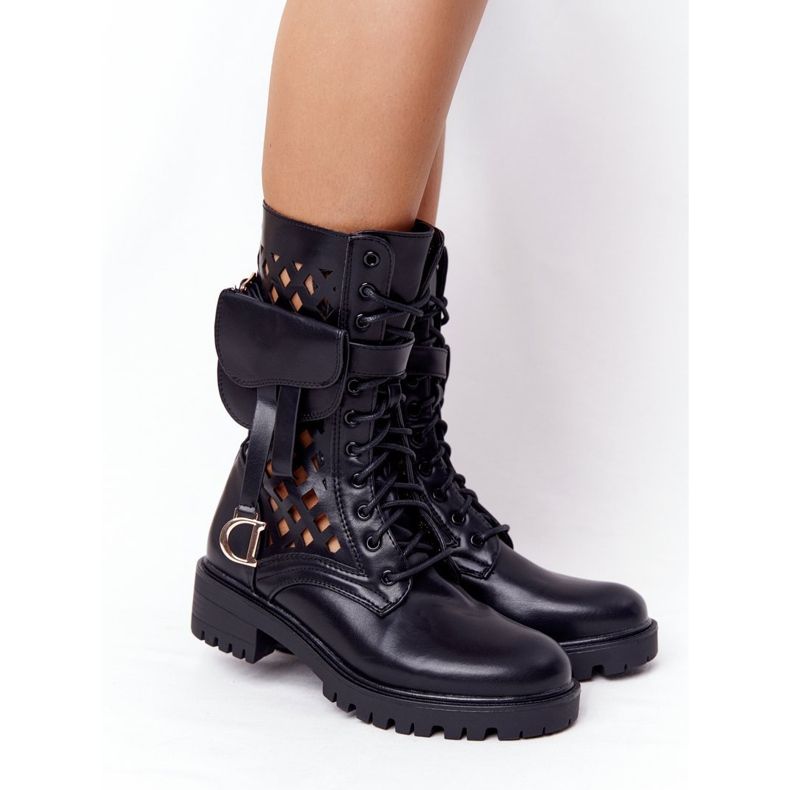 PS1 Prolamované černé boty s ledvinovou rockovou hvězdou černá 1 PS1 Prolamované černé boty s ledvinovou rockovou hvězdou černá 1