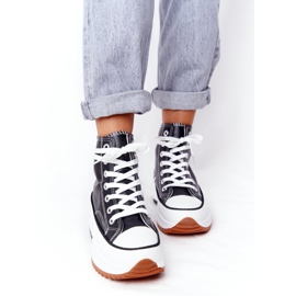 PS1 Kožené tenisky na černé platformě Coachella bílý černý 1