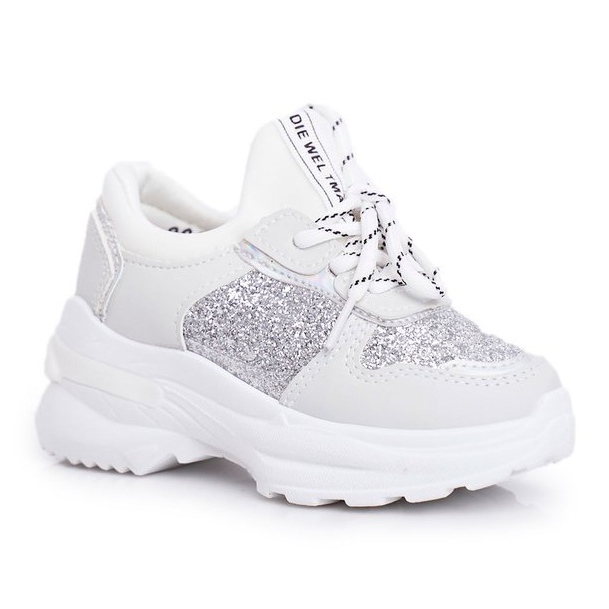 FRROCK Dětské sportovní boty s Brocade Silver Matylda bílý stříbro šedá 3