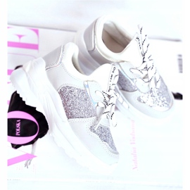 FRROCK Dětské sportovní boty s Brocade Silver Matylda bílý stříbro šedá 2