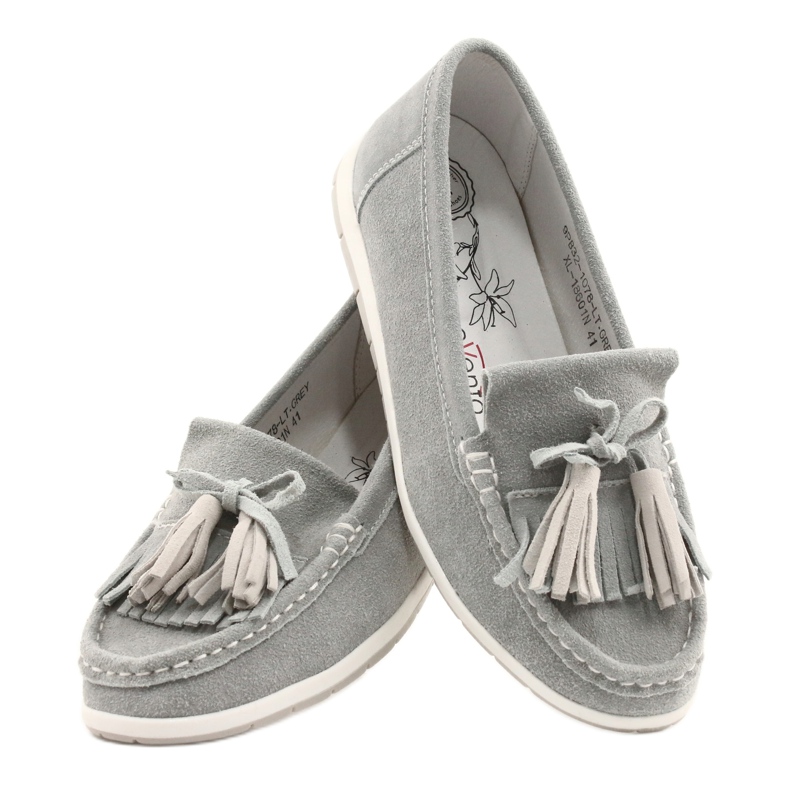 Evento Dámské mokasíny, semišová kůže s třásněmi, šedý batist šedá 3 Evento Dámské mokasíny, semišová kůže s třásněmi, šedý batist šedá 3