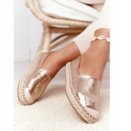 Kožené espadrilky na pletené podrážce Big Star HH274503 Golden zlatý 2