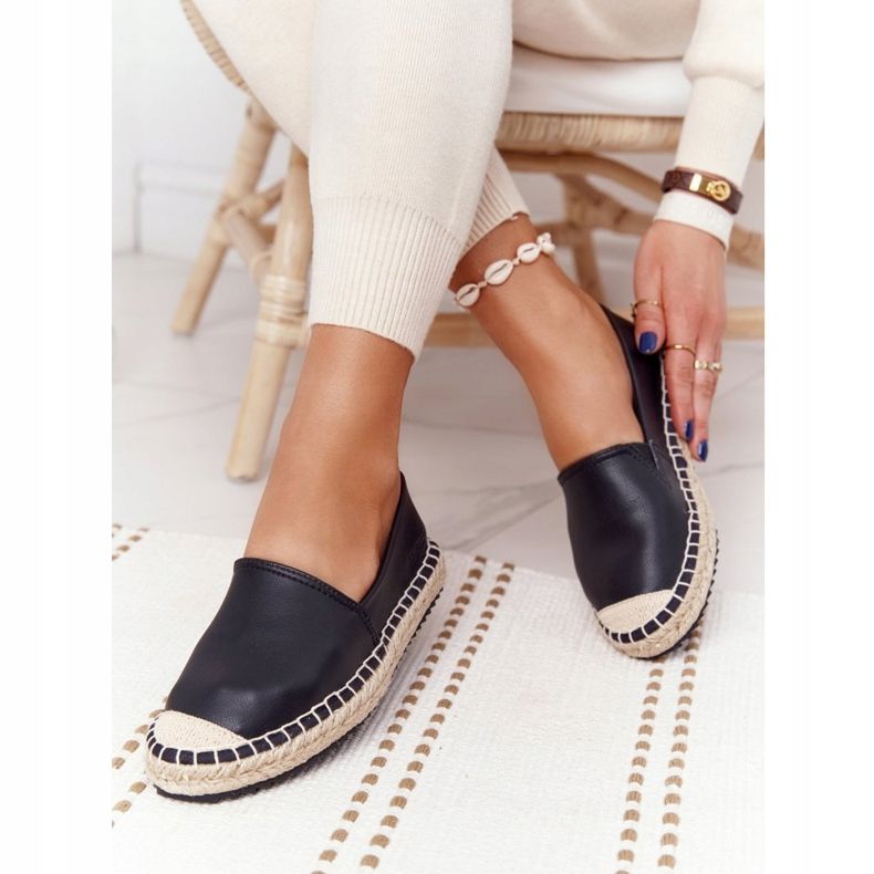 Kožené espadrilky na pletené podrážce Big Star HH274505 černé černý 2