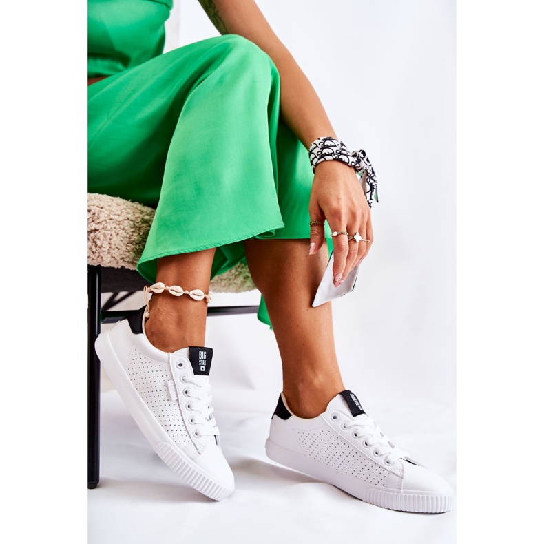 Dámské kožené tenisky Big Star HH274071 bílé a černé bílý 2