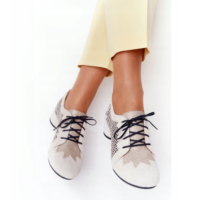 Pletené boty na podpatku Maciejka 04890-04 béžové béžový 2