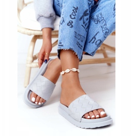 Dámské pantofle na šedé platformě The Big Star HH274688 šedá 2