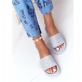 Dámské pantofle na šedé platformě The Big Star HH274688 šedá 1