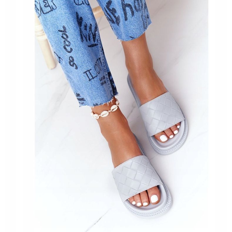 Dámské pantofle na šedé platformě The Big Star HH274688 šedá 1