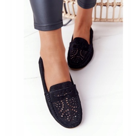 S.Barski Dámské semišové prolamované mokasíny od S. Bararski Black černá 1