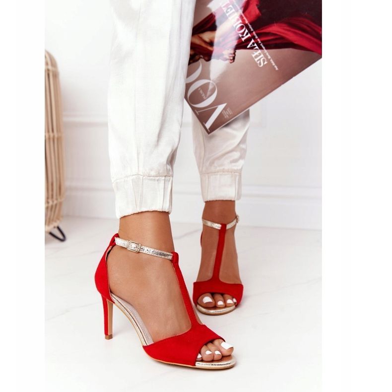 S.Barski Sandály Na Szpilce S. Bararski 280-58 Červeno-Zlato červené zlatý 2