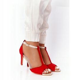 S.Barski Sandály Na Szpilce S. Bararski 280-58 Červeno-Zlato červené zlatý 1