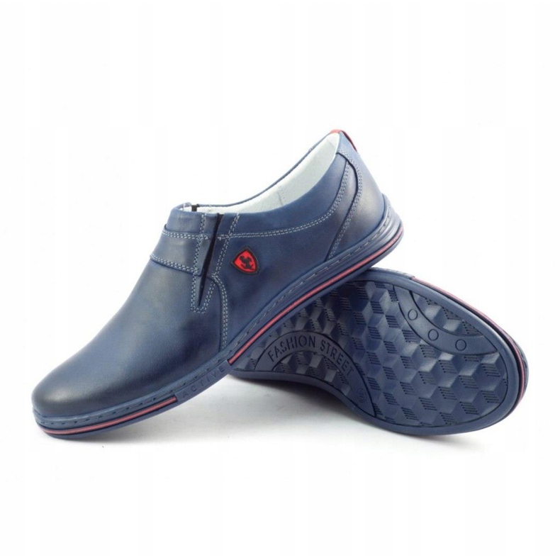 Polbut Pánská kůže Brogues 362 Navy Blue námořnická modř 3