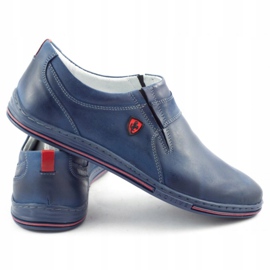 Polbut Pánská kůže Brogues 362 Navy Blue námořnická modř 4