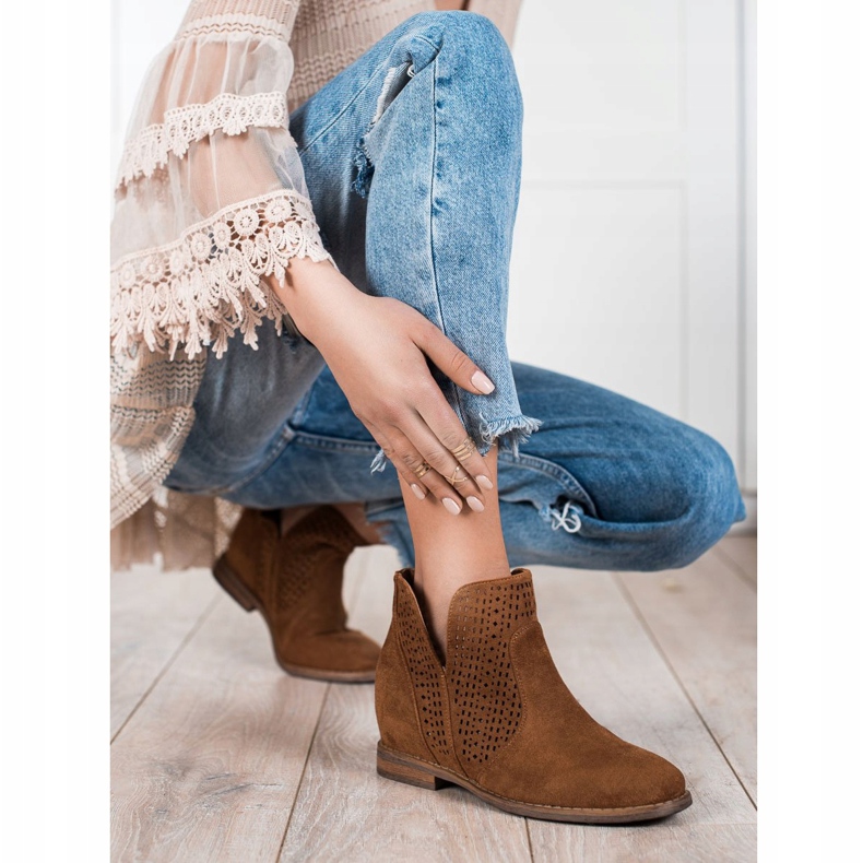 S. BARSKI Jarní boty s vyříznutým S.BARSKI hnědý 1