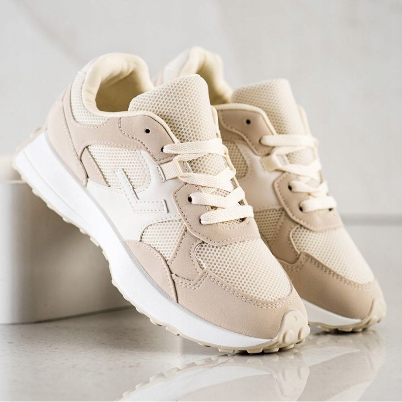 SHELOVET Béžové tenisky hnědý 1