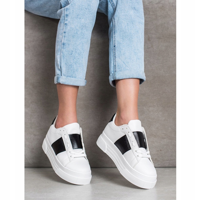 SHELOVET Tenisky S Eko Kůže Na Platformě bílý 1