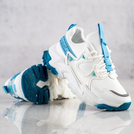 SHELOVET Tenisky s modrými módními vložkami bílý 1