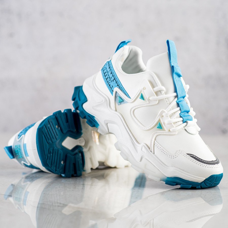 SHELOVET Tenisky s modrými módními vložkami bílý 1