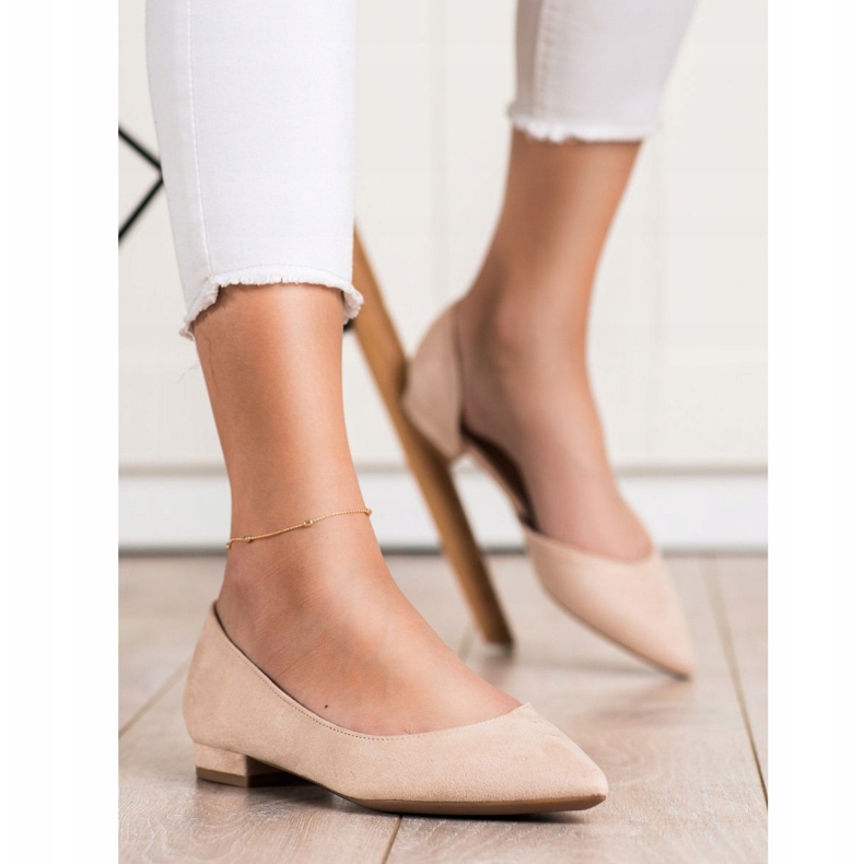 Lovery Semišové balerínky s vykrojením béžový 1 Lovery Semišové balerínky s vykrojením béžový 1