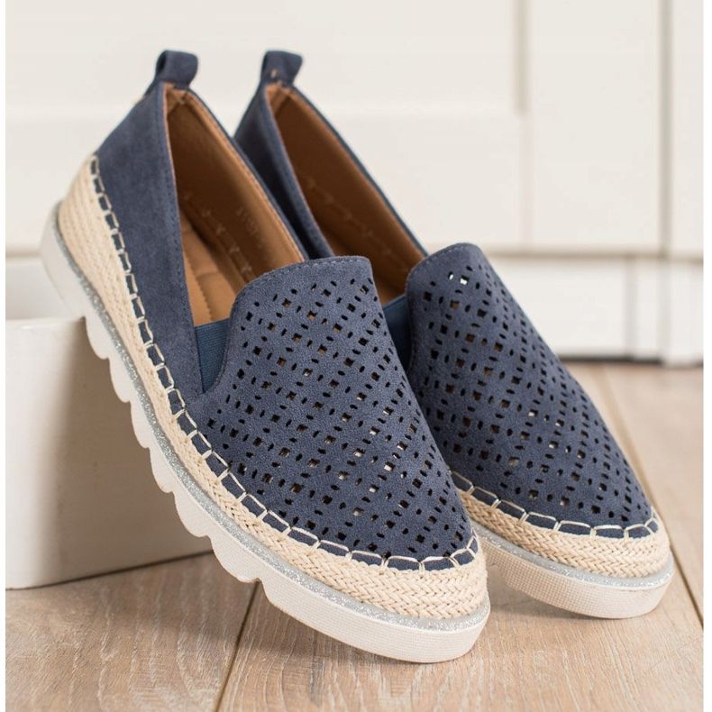 SHELOVET Prolamované slipy se semišem námořnická modrá 2