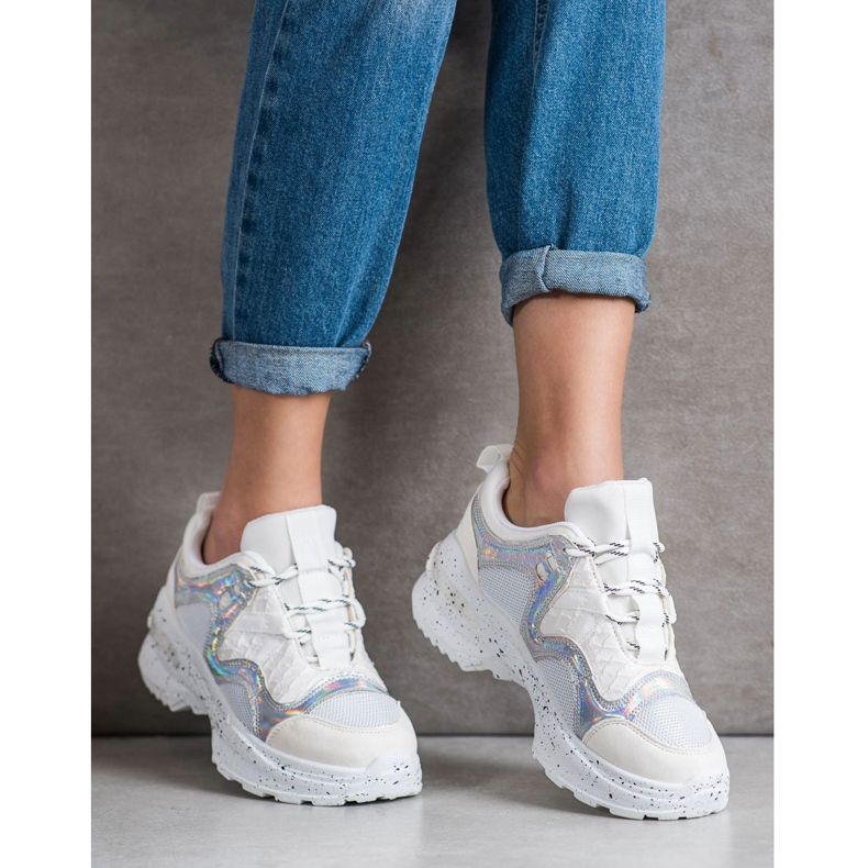 SHELOVET Tenisky s efektem Holo bílý vícebarevný 2
