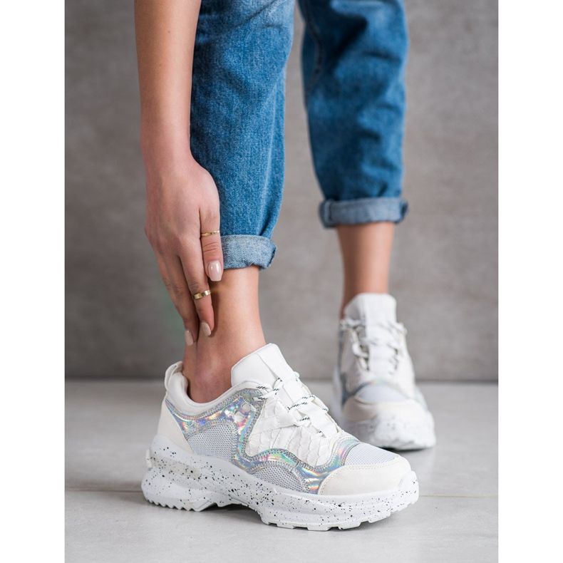 SHELOVET Tenisky s efektem Holo bílý vícebarevný 1