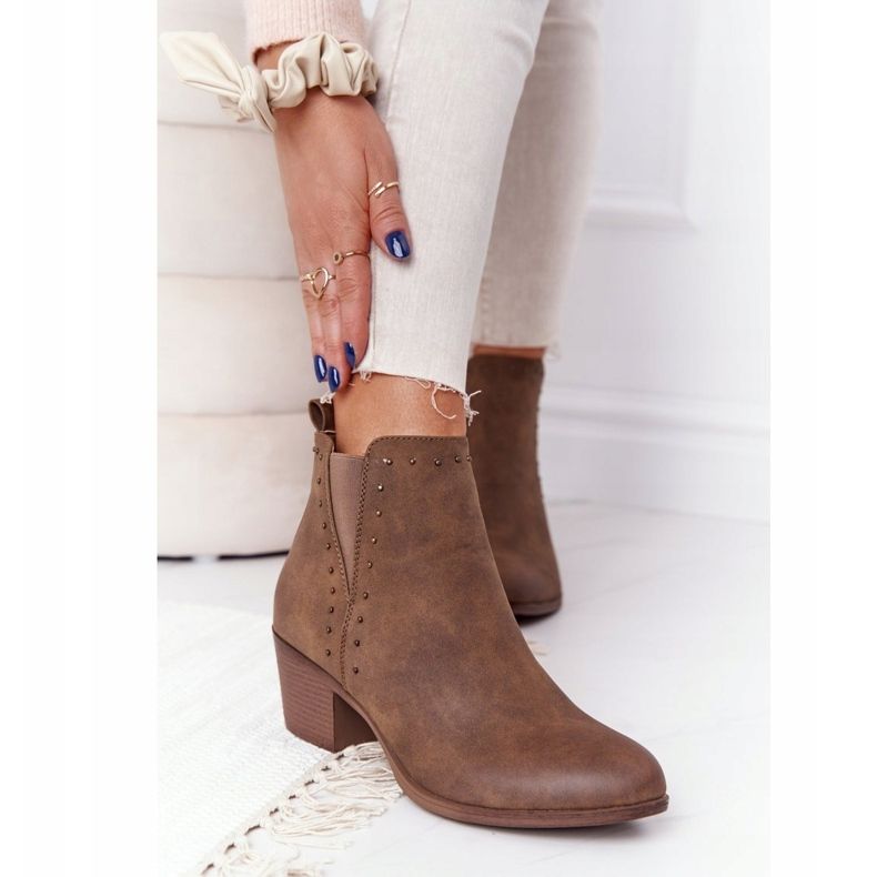 PJ1 Dámské teplé boty Jodhpur kozačky Khaki Morgan hnědý 2