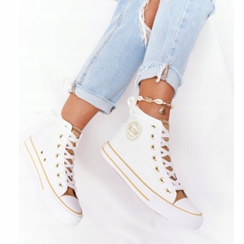 Dámské vysoké tenisky Big Star HH274450 bílé béžový bílý 2