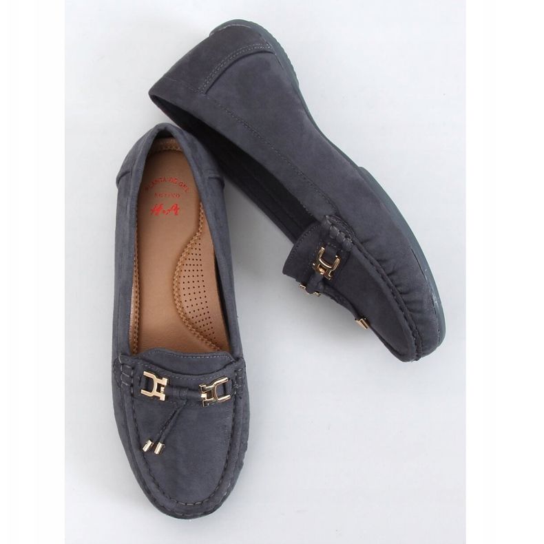 Šedé dámské mokasíny na šedém H9228 Gris šedá 1